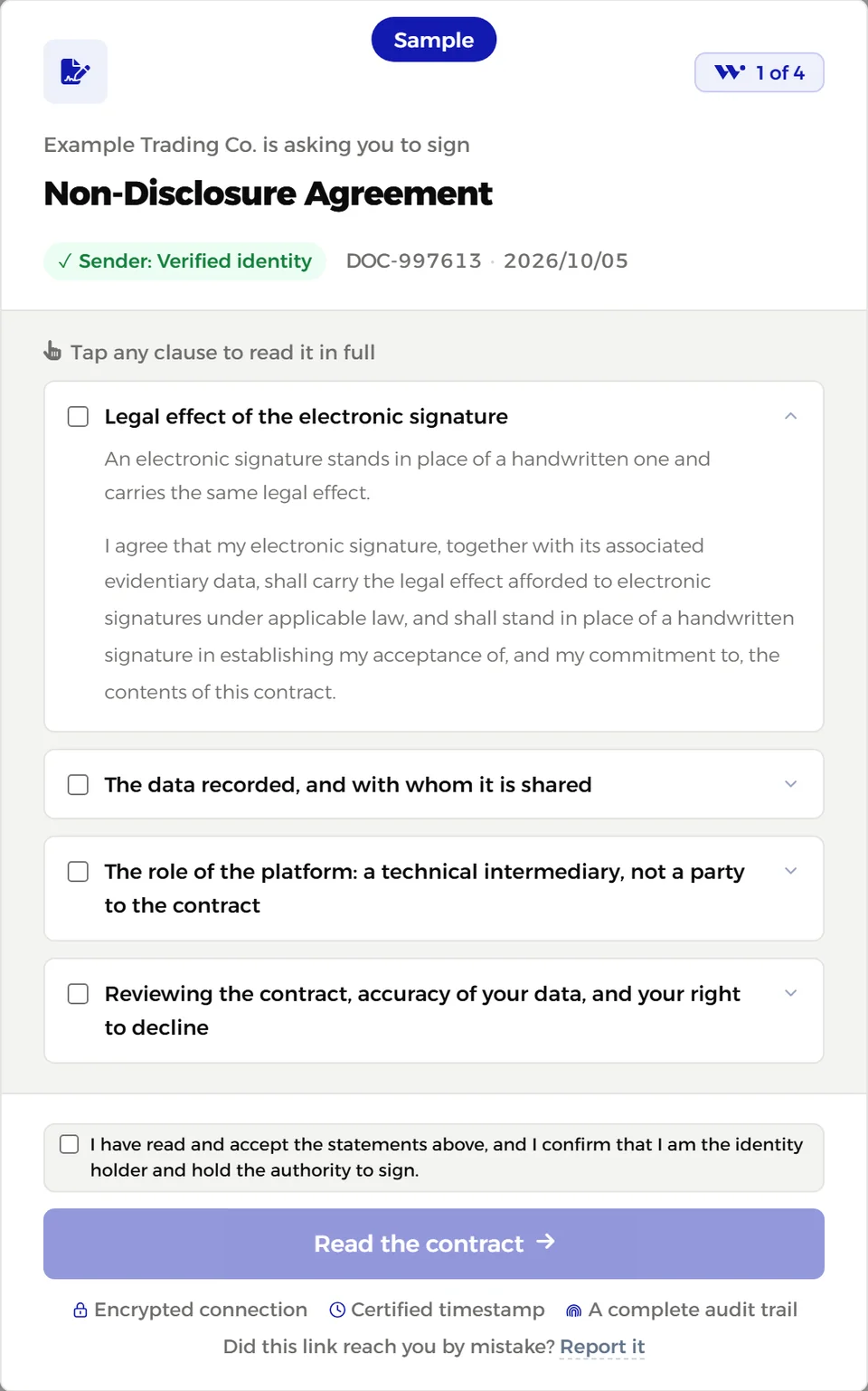 Sample consent to sign electronically