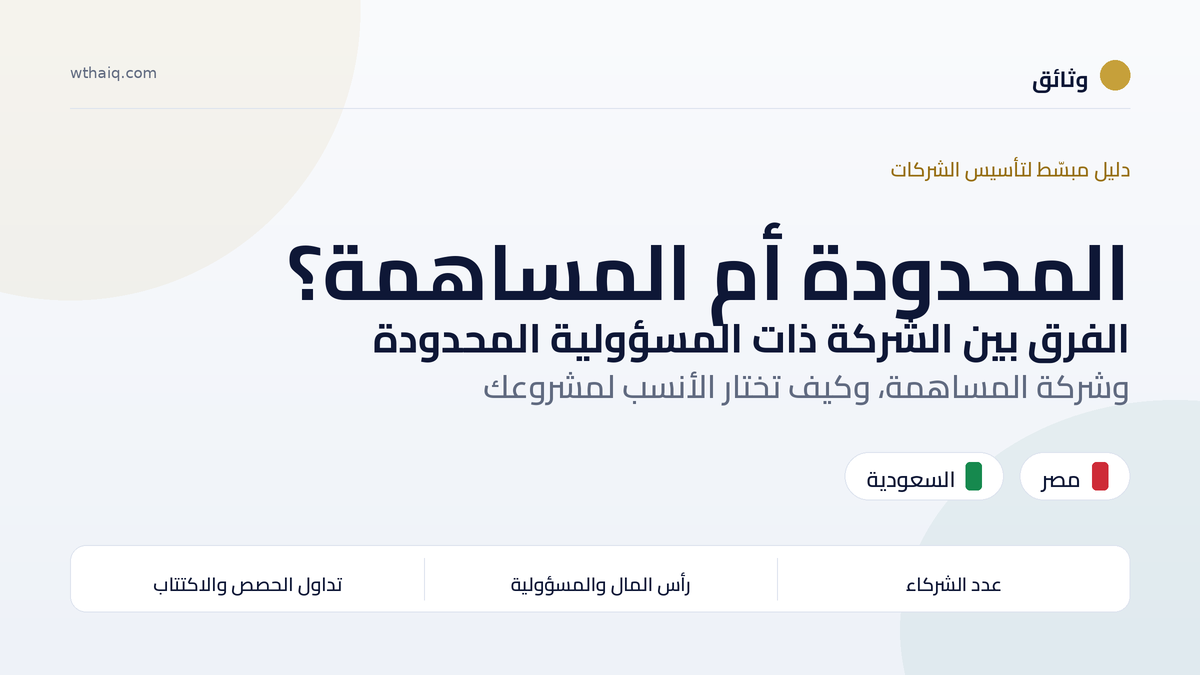 الفرق بين الشركة ذات المسؤولية المحدودة وشركة المساهمة: دليلك لاختيار أنسب